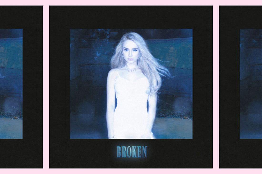 Kim Petras wearing custom RORY ROCKMORE on the cover for Broken!