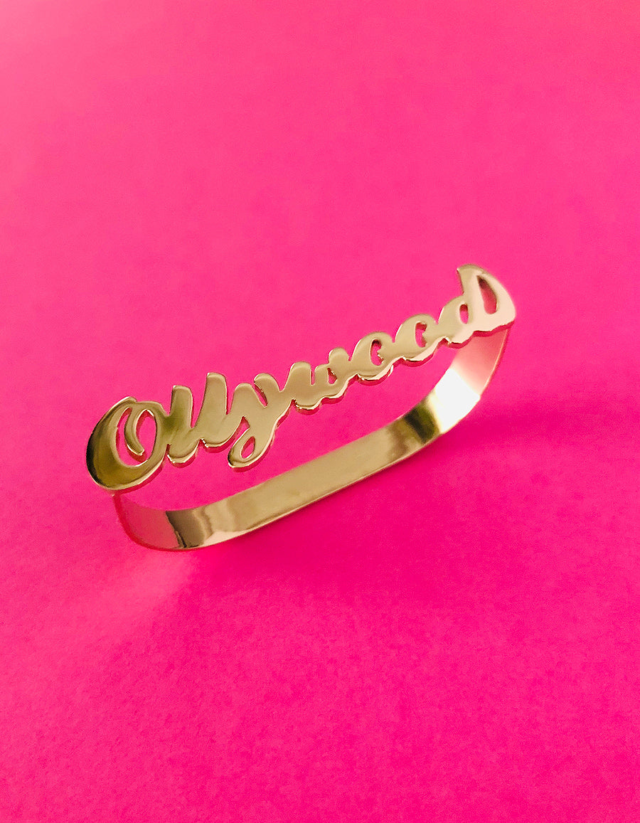 2 finger gold ring on sale with name on it